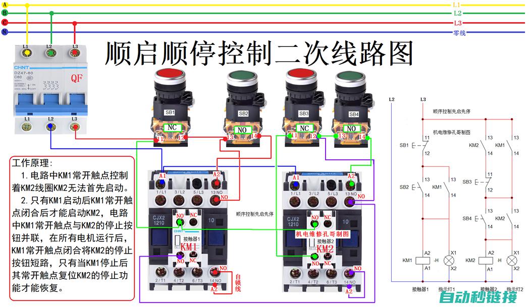 二、单按钮控制启停概念介绍 (单按钮控制线路)